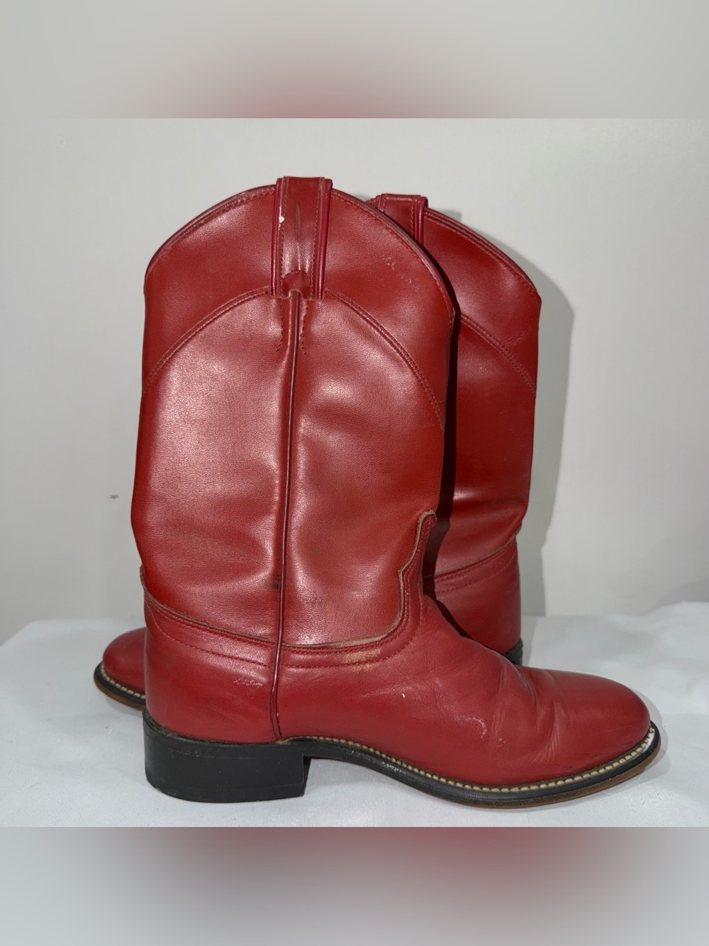 vintage Laredo Red Leather Roper Cowboy Boots - Picture 6 of 10